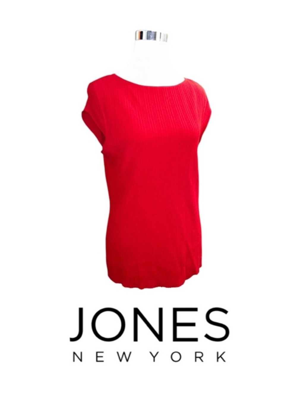 JONES NEW YORK Red Stretch Cap Sleeve Top